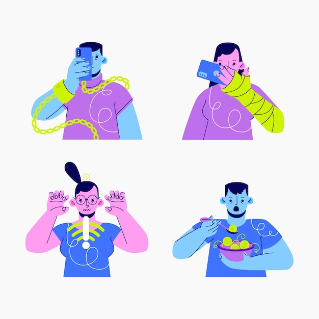 Illustration einer flachen Internet-Sucht-Sammlung