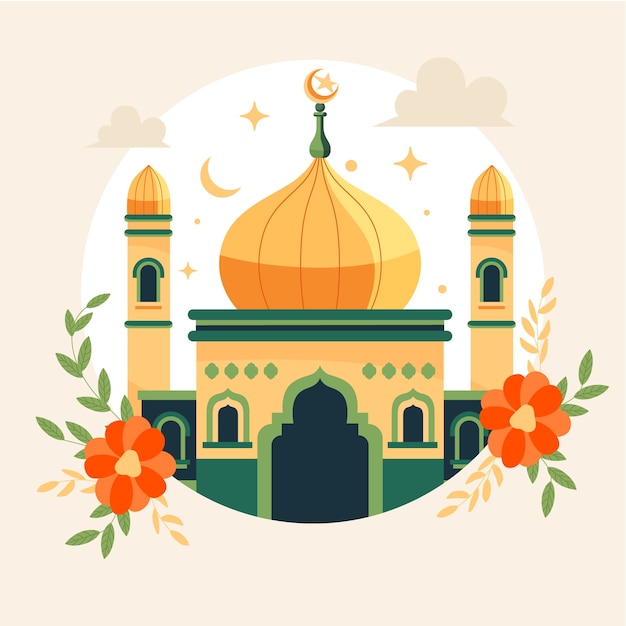 Illustration einer flachen Moschee