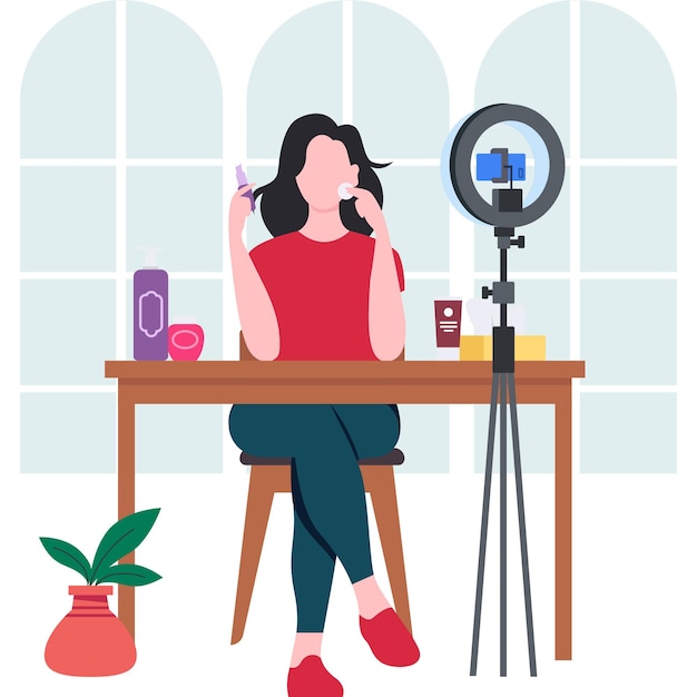 Illustration einer Frau, die eine Produktbewertung durchführt