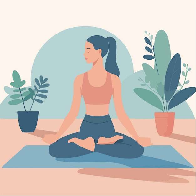 Illustration einer frau, die yoga in der lotusposition macht