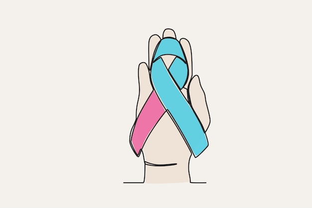 Illustration einer Hand, die ein Bewusstseinsband für ein Baby hält. Schwangerschaft und Säuglingsverlust online