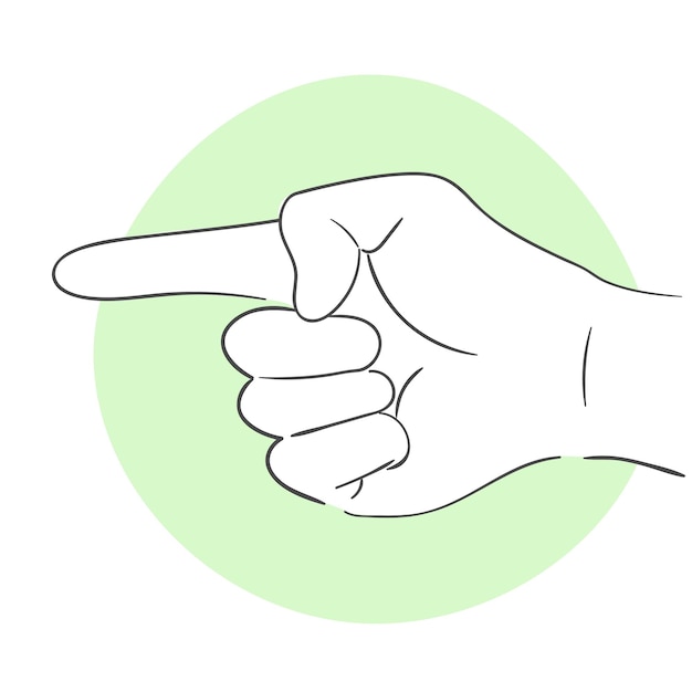 Vektor illustration einer handbewegung, die in die richtung zeigt.