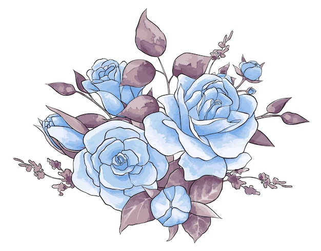 Vektor illustration einer komposition aus zarten rosen rosa rosen für textildekor