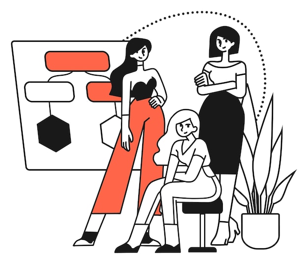 Illustration einer modernen Brainstorming-Sitzung im Büro