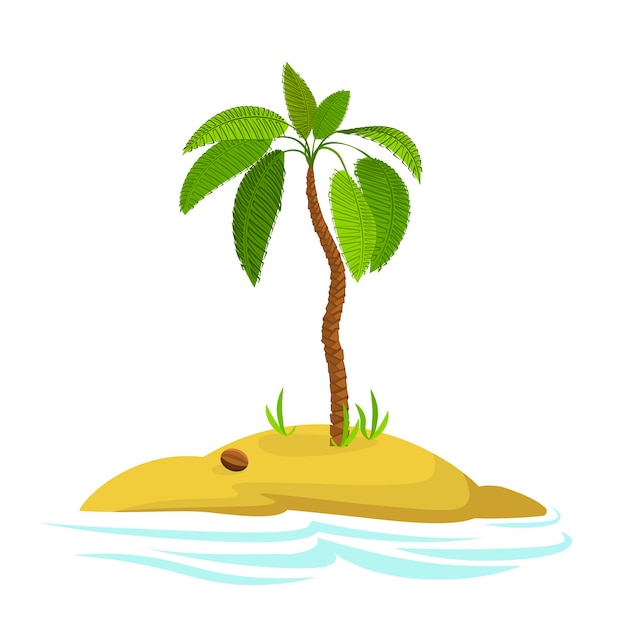 Illustration einer Palme auf einer Insel Dekorative Palme isoliert auf weißem Hintergrund Vektor