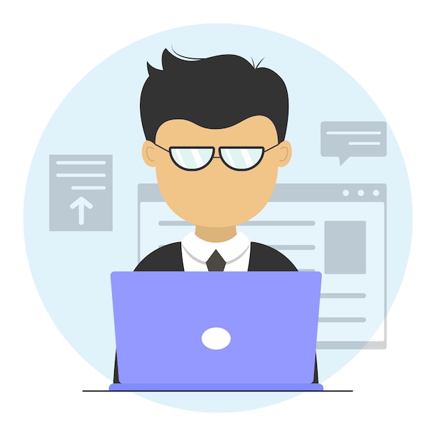 Illustration einer Person vor einem Computer