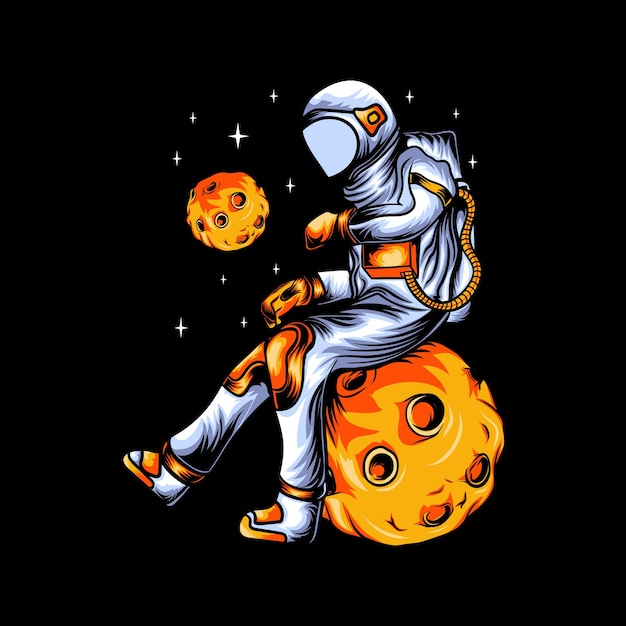 Illustration eines Astronauten, der auf ein T-Shirt wartet