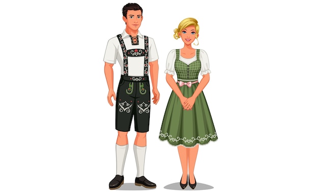 Vektor illustration eines deutschen paares in ihrer tracht