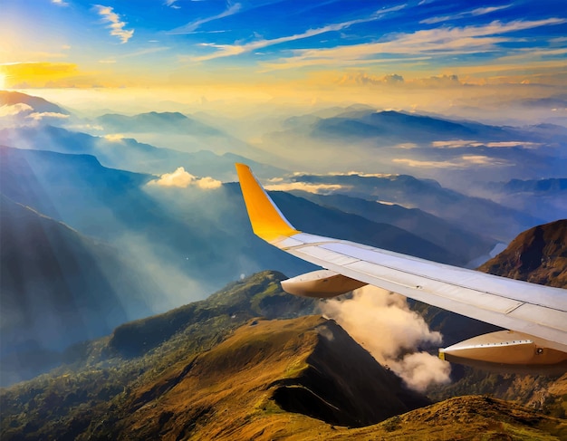 Illustration eines Flugzeugs in den Wolken