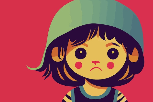 Illustration eines kindes, ein mädchen, das steht und traurig aussieht