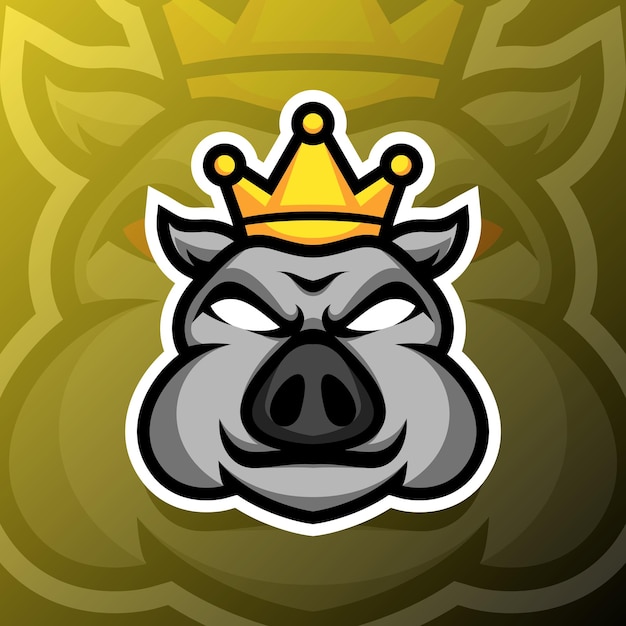 Illustration eines königsschweins im esport-logo-stil