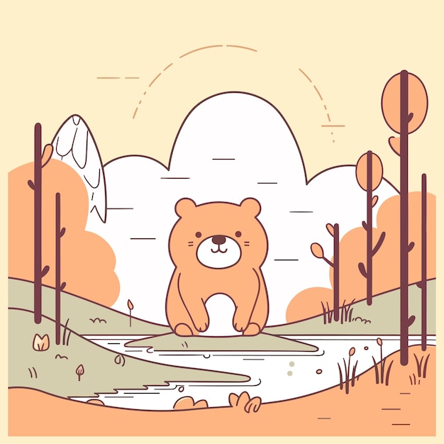 Illustration eines majestätischen Bären mit komplizierten Details, perfekt für ein Wildnis- oder Outdoor-Thema