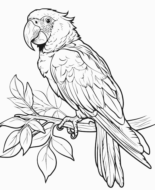 Vektor illustration eines papageien parrot malbuch