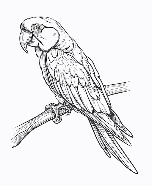 Vektor illustration eines papageien parrot malbuch