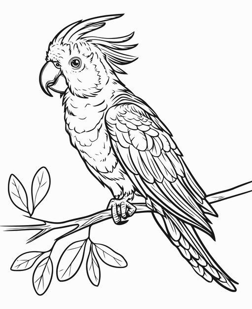 Vektor illustration eines papageien parrot malbuch