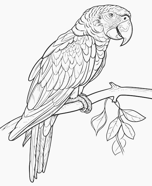 Vektor illustration eines papageien parrot malbuch