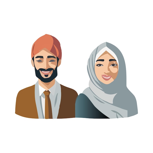 Illustration eines porträts eines muslimischen paares