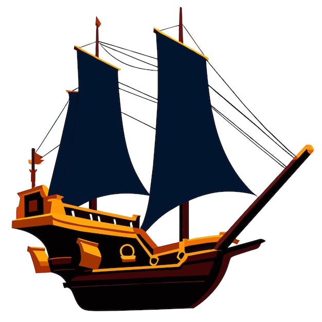 Vektor illustration eines realistischen piratenschiffes