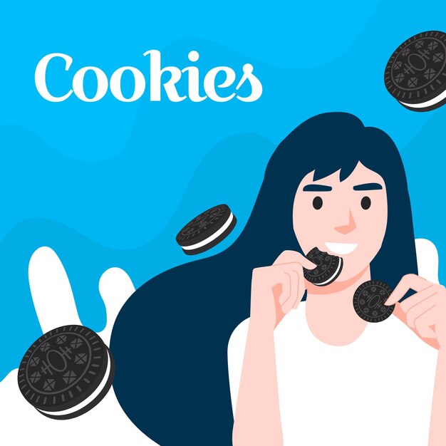 Illustration eines social-media-beitrags zum black cookies day auf blauem hintergrund