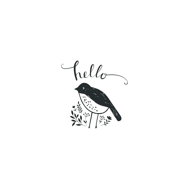 Illustration eines süßen vogels im doodle-stil