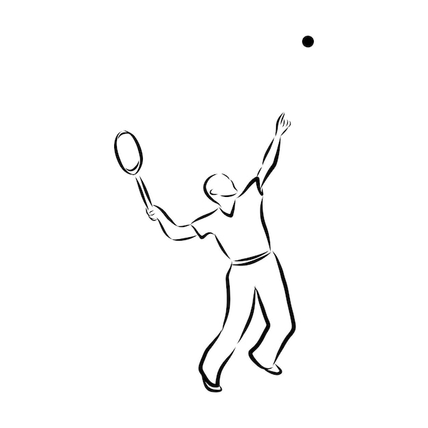 Illustration eines tennisspielers mit ball und schläger isoliert