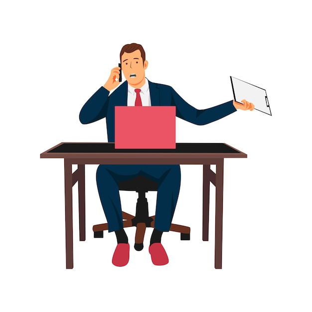 Illustration eines vielbeschäftigten Arbeitergeschäfts