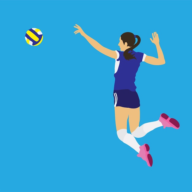 Illustration flacher Sport Mädchen Volleyball
