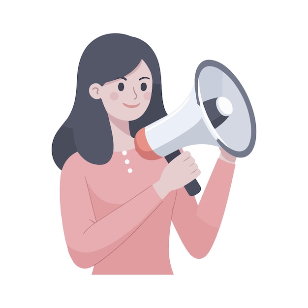 Illustration Frau, die mit einem Megafon-Design schreit