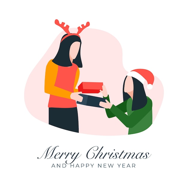 Vektor illustration frohe weihnachten austauschgeschenke