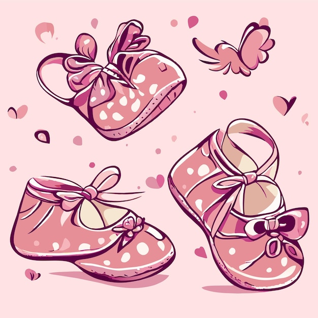 Vektor illustration für babyschuhe für mädchen