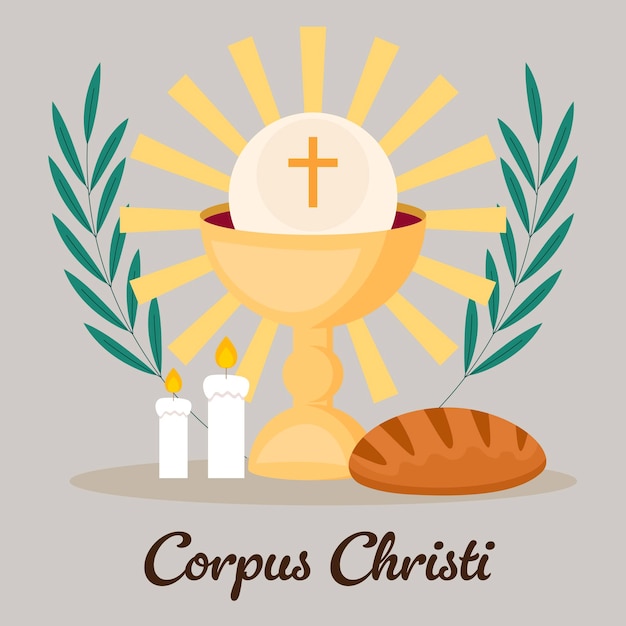 Illustration für das Corpus Christi in flachem Stil