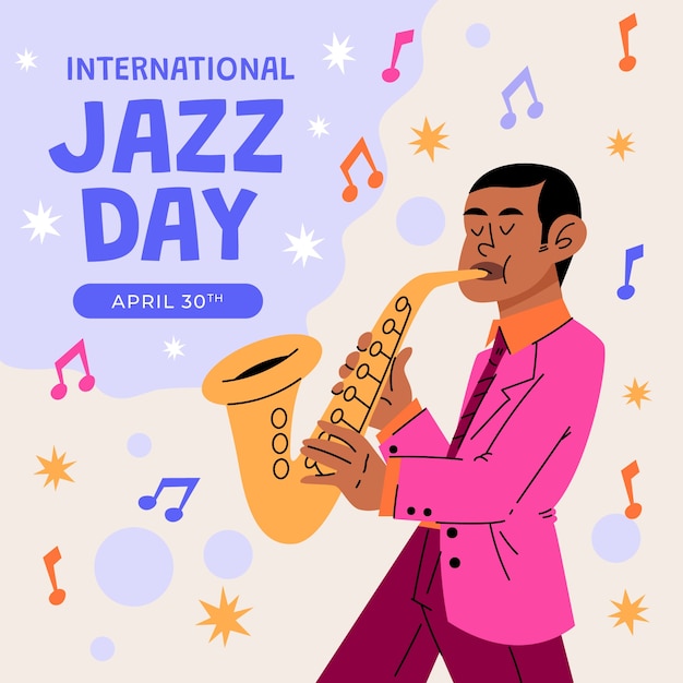 Illustration für den flachen Weltjazztag