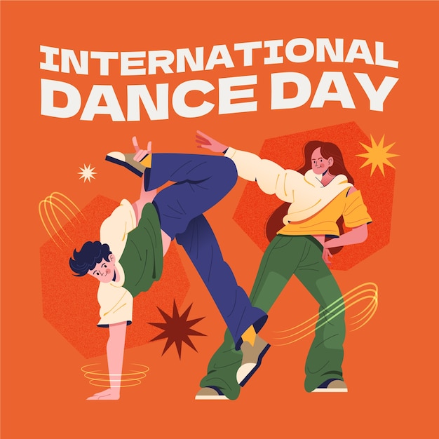 Vektor illustration für den internationalen tag des flachen tanzes