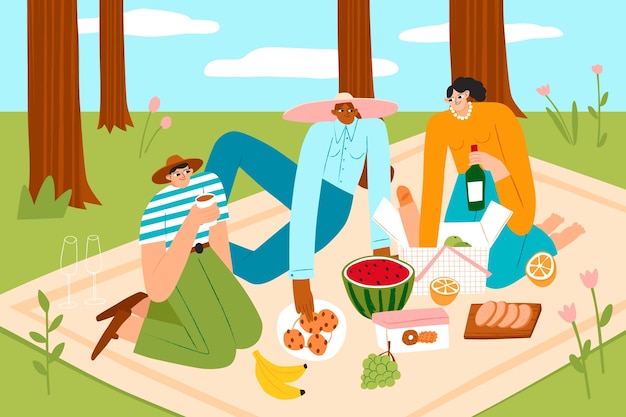 Vektor illustration für die feier des internationalen picknicktages