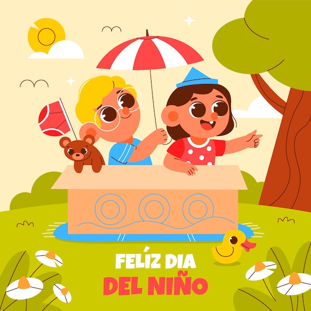 Illustration für Kindertagsfeier auf Spanisch