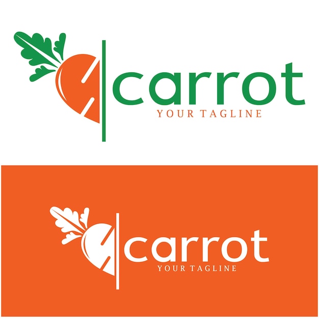 Illustration karotte kreatives design karotte landwirtschaftliches produkt logo ikon karotte verarbeitung veganes essen