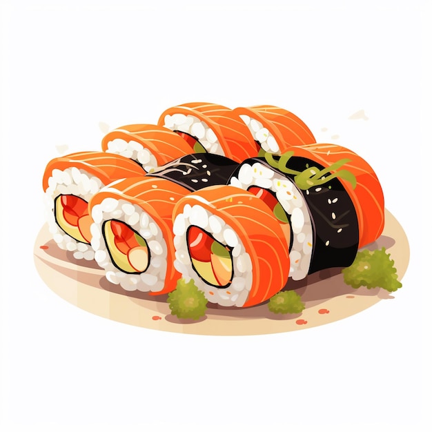 Illustration lebensmittel meeresfrüchte sushi vektor reis japanisches fischmenü restaurant lachs asiatisch c