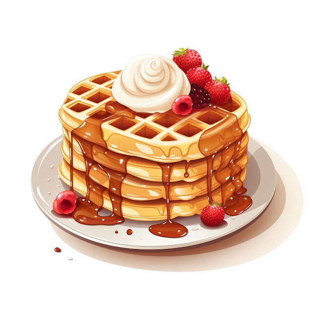 Illustration lebensmittelvektor waffel dessert snack süßer bäckerei frühstück hintergrund wafer iso