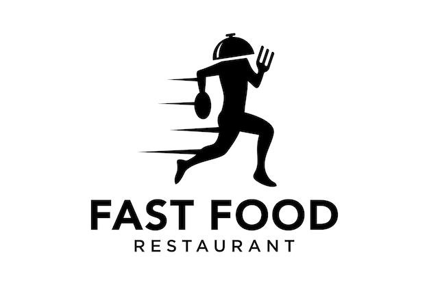 Illustration leute liefern fast-food-restaurant pünktlich logo-design