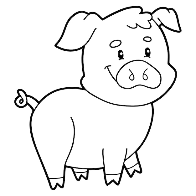 Vektor illustration malvorlagen mit cartoon-baby-schwein