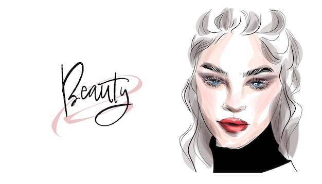 Vektor illustration mit augen, wimpern und augenbrauen der frau. realistischer sexy make-up-look. logo für stirn