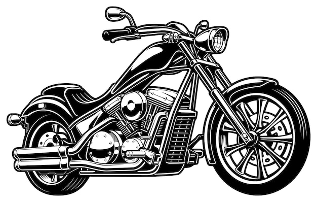 Illustration mit einfarbigem Vintage-Motorrad. (VERSION AUF WEISSEM HINTERGRUND)