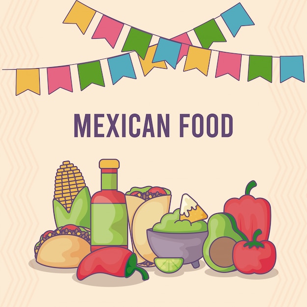 Illustration mit mexikanischem essen