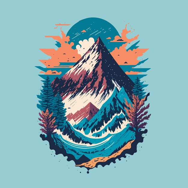 Illustration Mountain Splash T-Shirt Grafikdesign