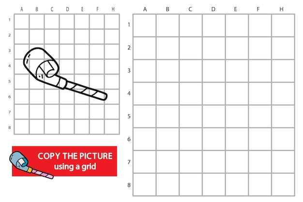 Vektor illustration of grid copybild pädagogisches puzzle-spiel mit doodle rohr