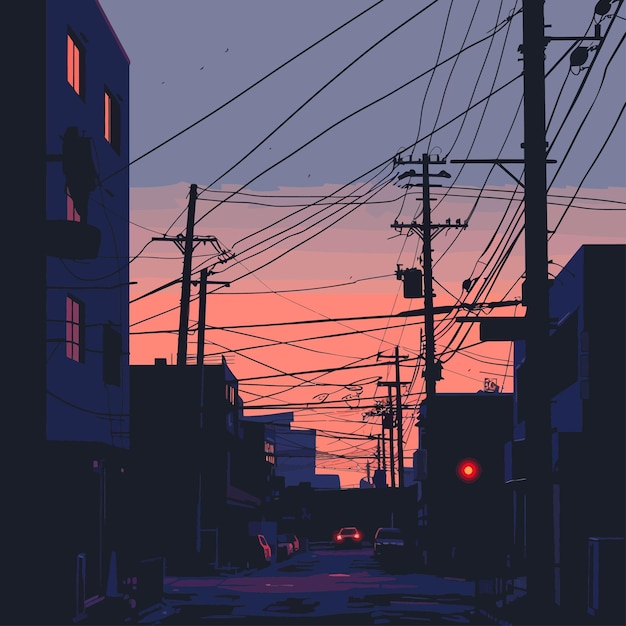 Vektor illustration_of_urban_silhouette_with_a_twilight