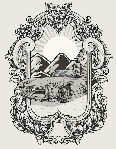 Illustration oldtimer retro-stil