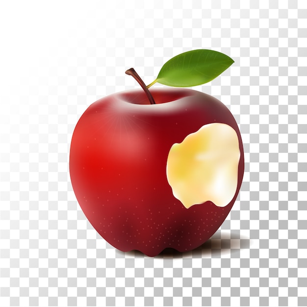 Illustration realistische gebissene rote Apfelfrucht
