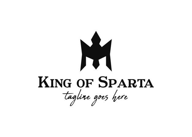 Illustration silhouette krone mit helm könig von sparta logo-design.