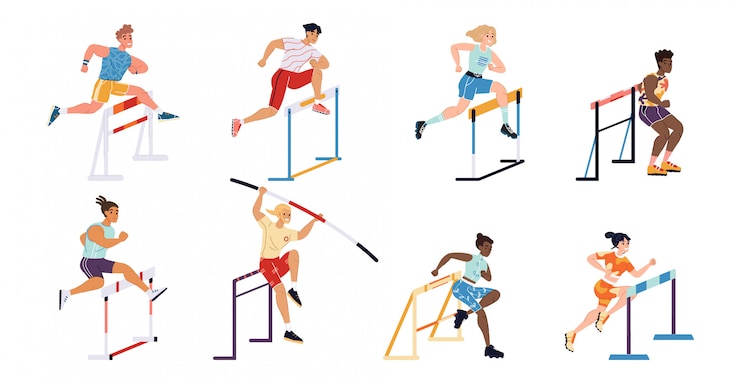 Vektor illustration sportler wettbewerb hürde